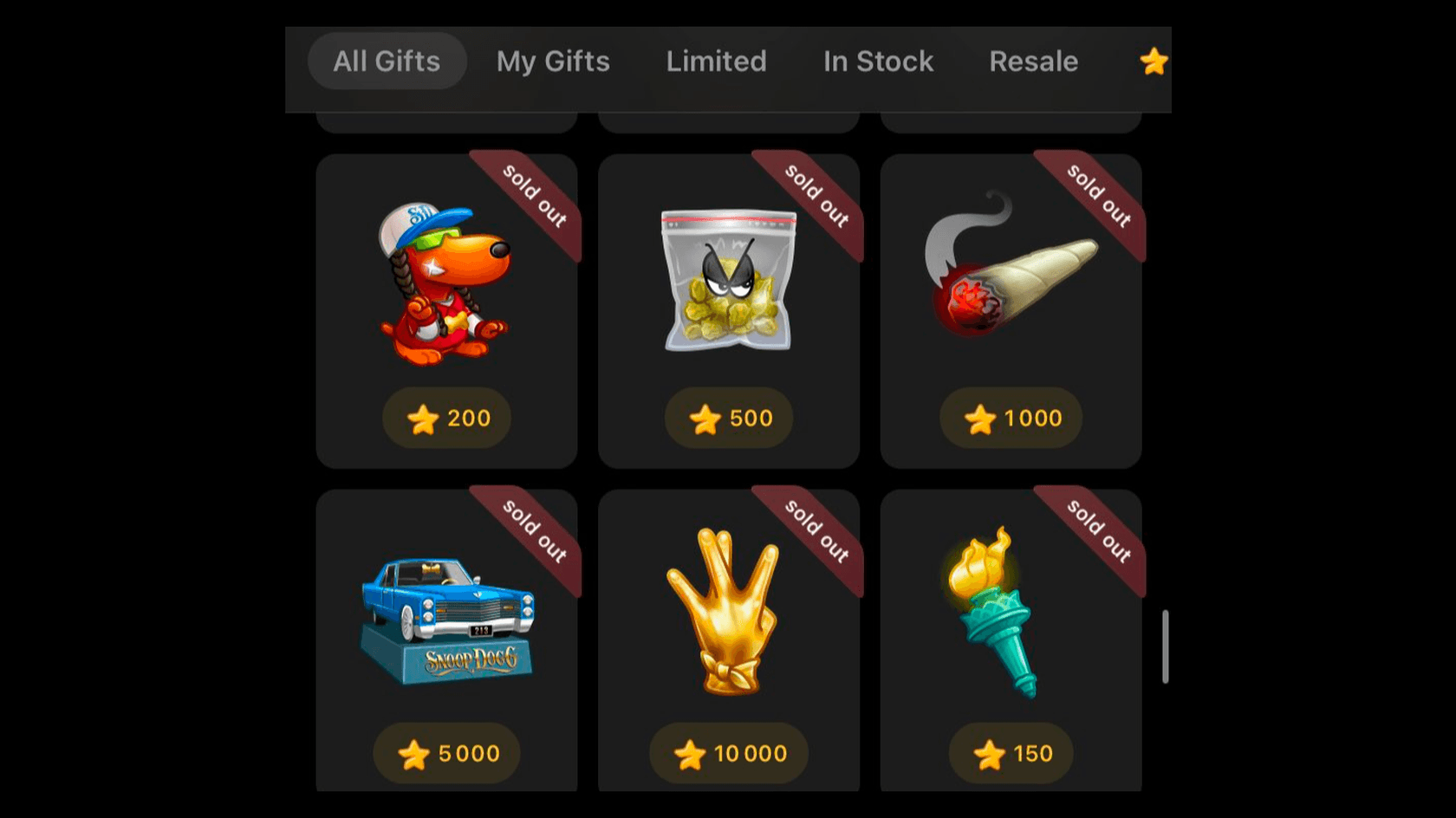 Snoop Dogg's Telegram Gifts. Source: @durov