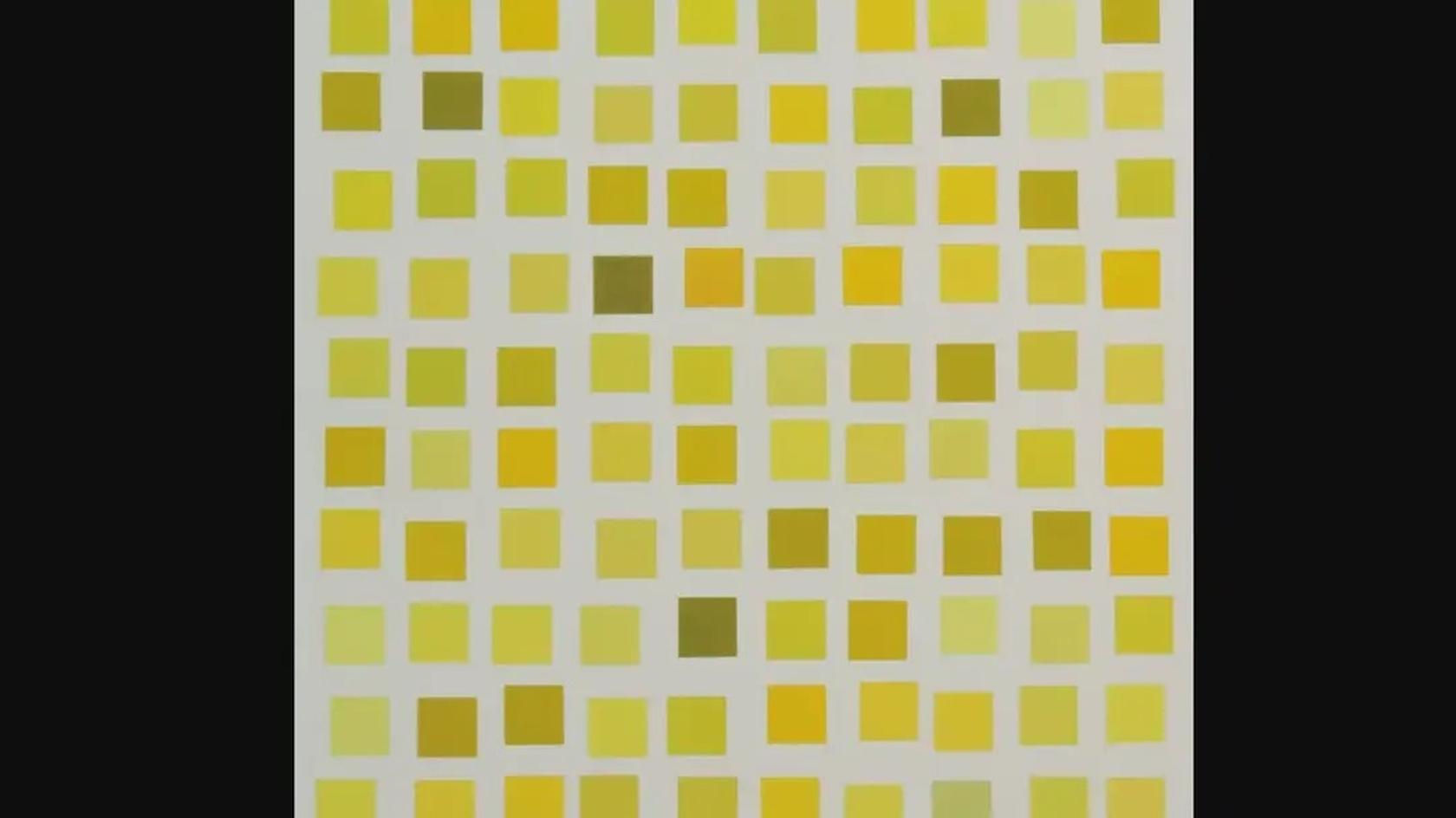 Vera Molnar. 100 squares with 20 different yellow ones. 1977