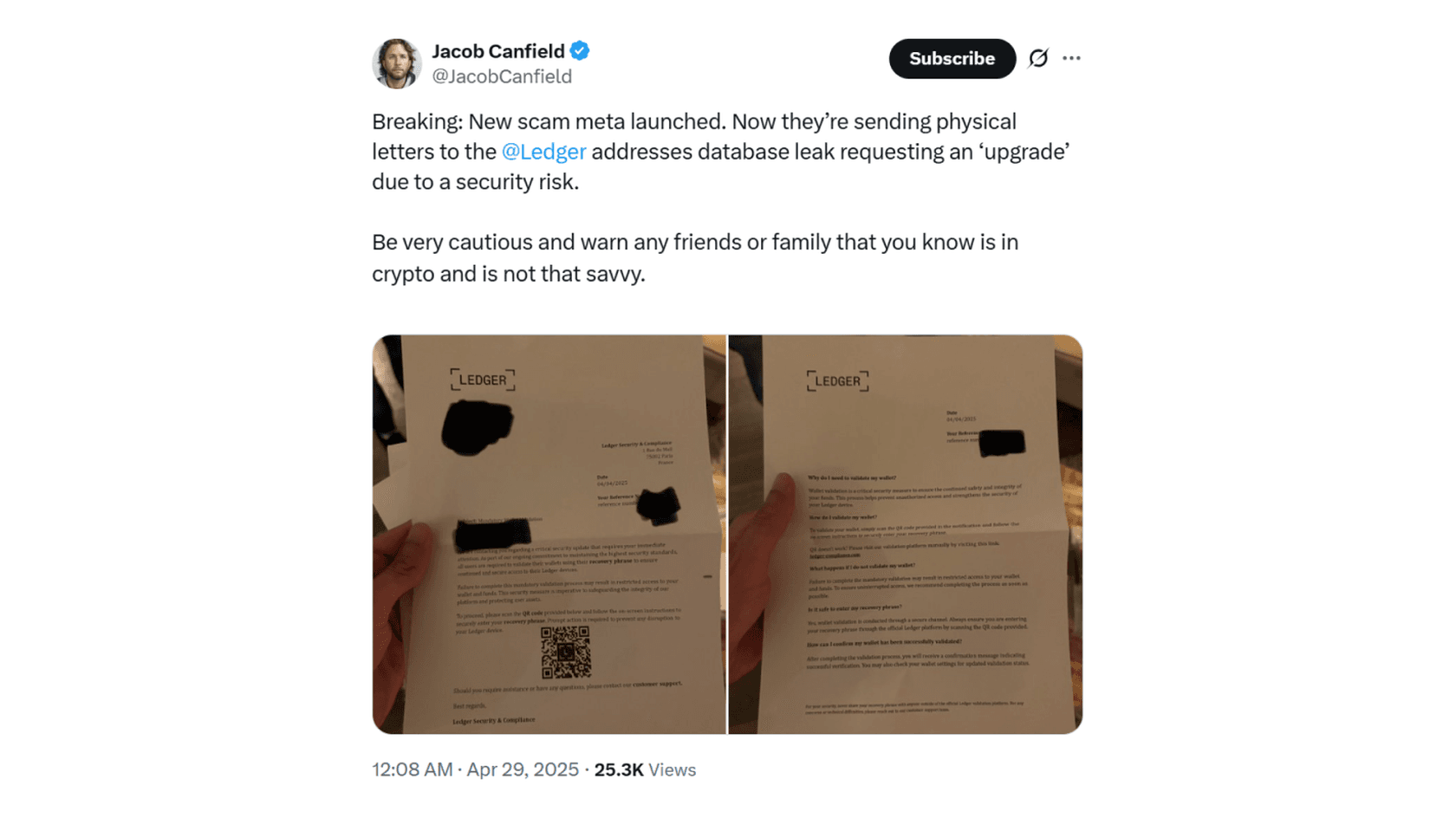 Fake Letter From "Ledger". Source: @JacobCanfield
