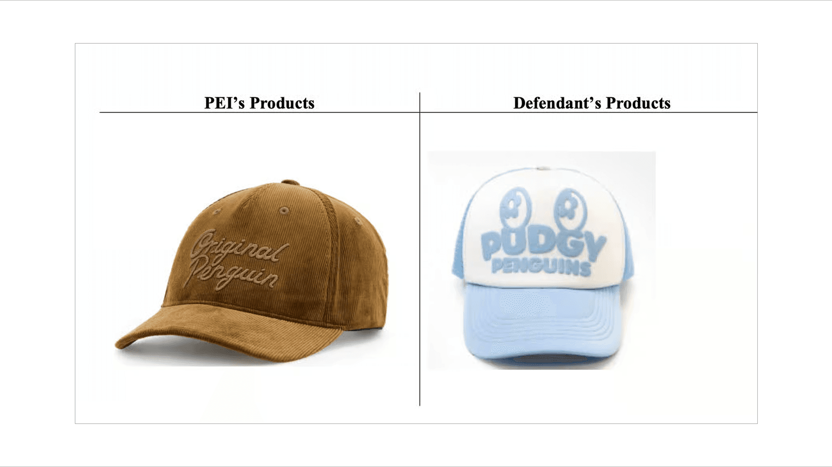 Example of alleged trademark infringement. Source: PEI's complaint