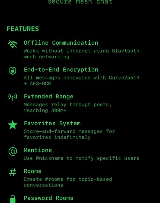 bitchat's Interface. Source: @jack