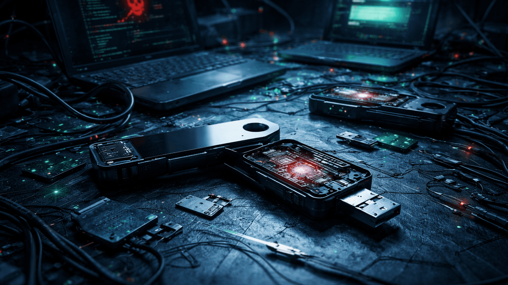 Hardware wallets without encryption, trojans, and phishing sites — the attack spans multiple vectors.