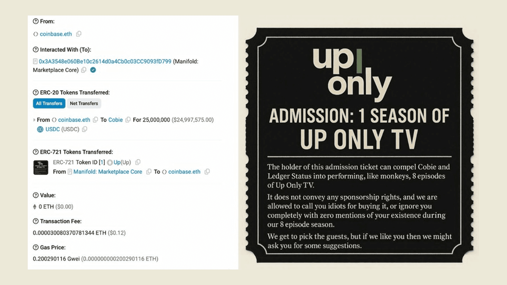 Transfer and Burn NFTs to Launch the UpOnly Podcast. Source: X