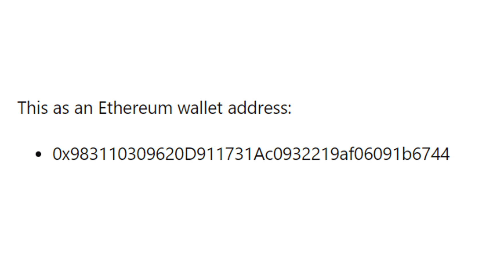 Example of ERC-20 wallet address