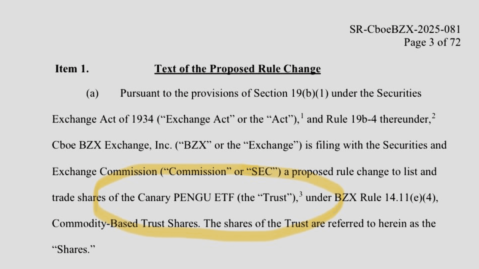 PENGU and Pudgy Penguins ETF Application Form. Source: @EricBalchunas