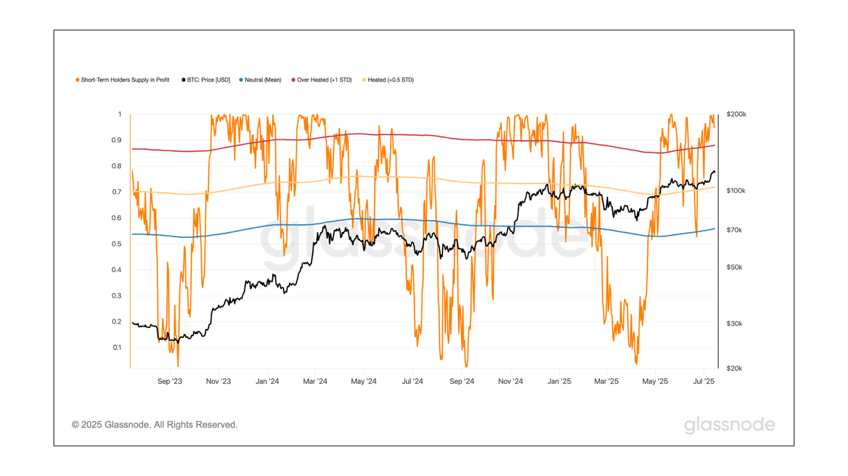 Short-Term Holders Supply in Profit (Risk Indicator). Source: Glassnode