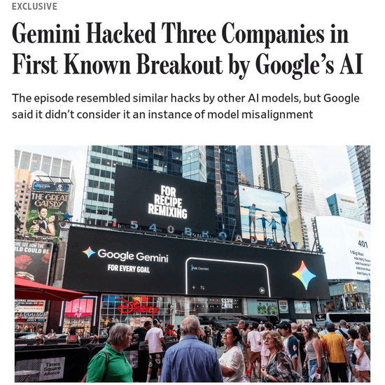 The Wall Street Journal on the Gemini incident. Source: WSJ