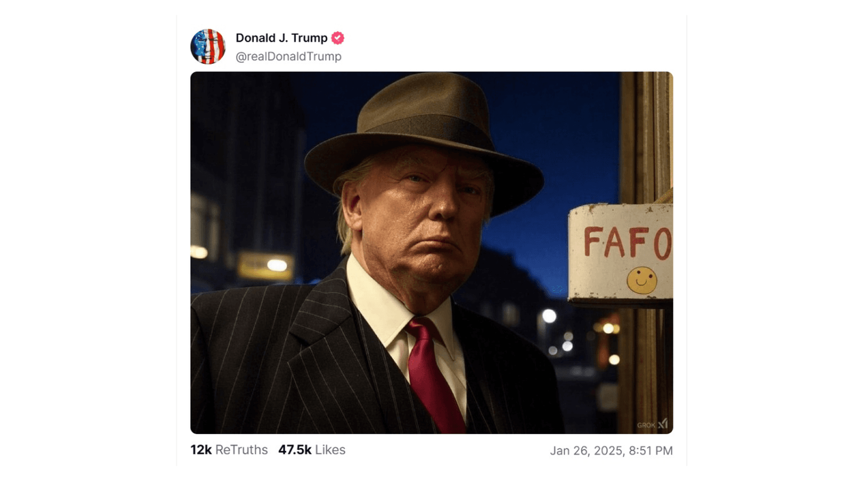 Trump's FAFO Post. Source: Truth Social