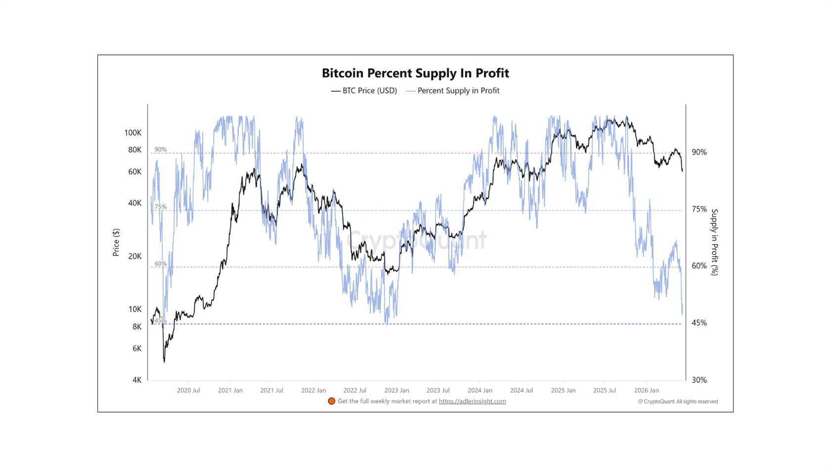 Bitcoin Percent Supply in Profit chart. Source: CryptoQuant