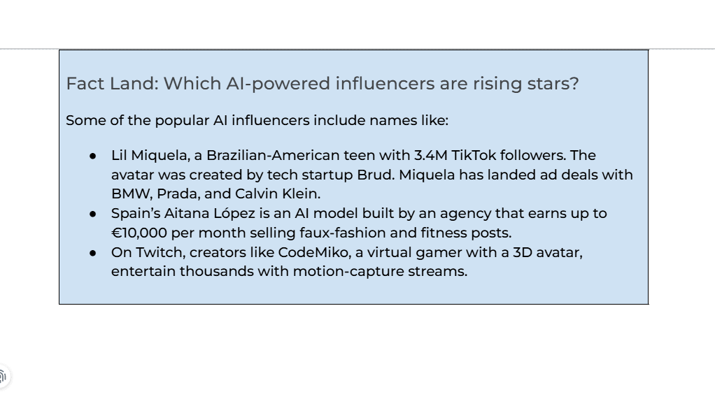Which AI-powered influencers are rising stars?