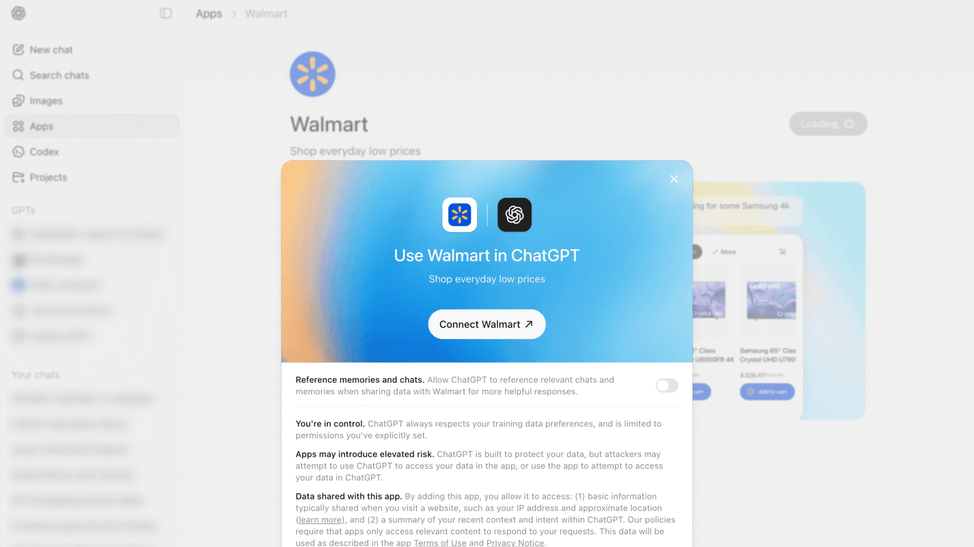           Walmart Can now be integrated in ChatGPT